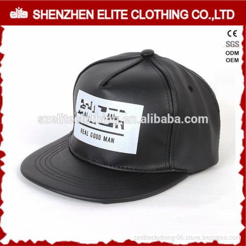 Fashion Trendy Fancy Leather Black Flat Baseball Caps